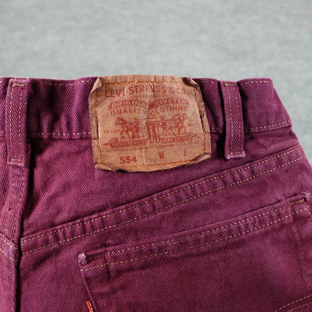 Vintage Levi's 554 Jeans Mens 34x30 Purple Straight Leg Made in USA Plum 90s